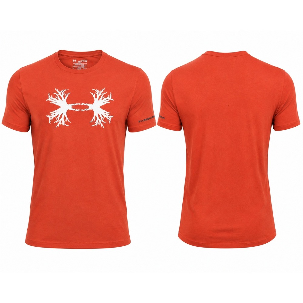 Under Armour Charged Cotton Antler Logo T-Shirt Burnt Orange XL Graphic Tee